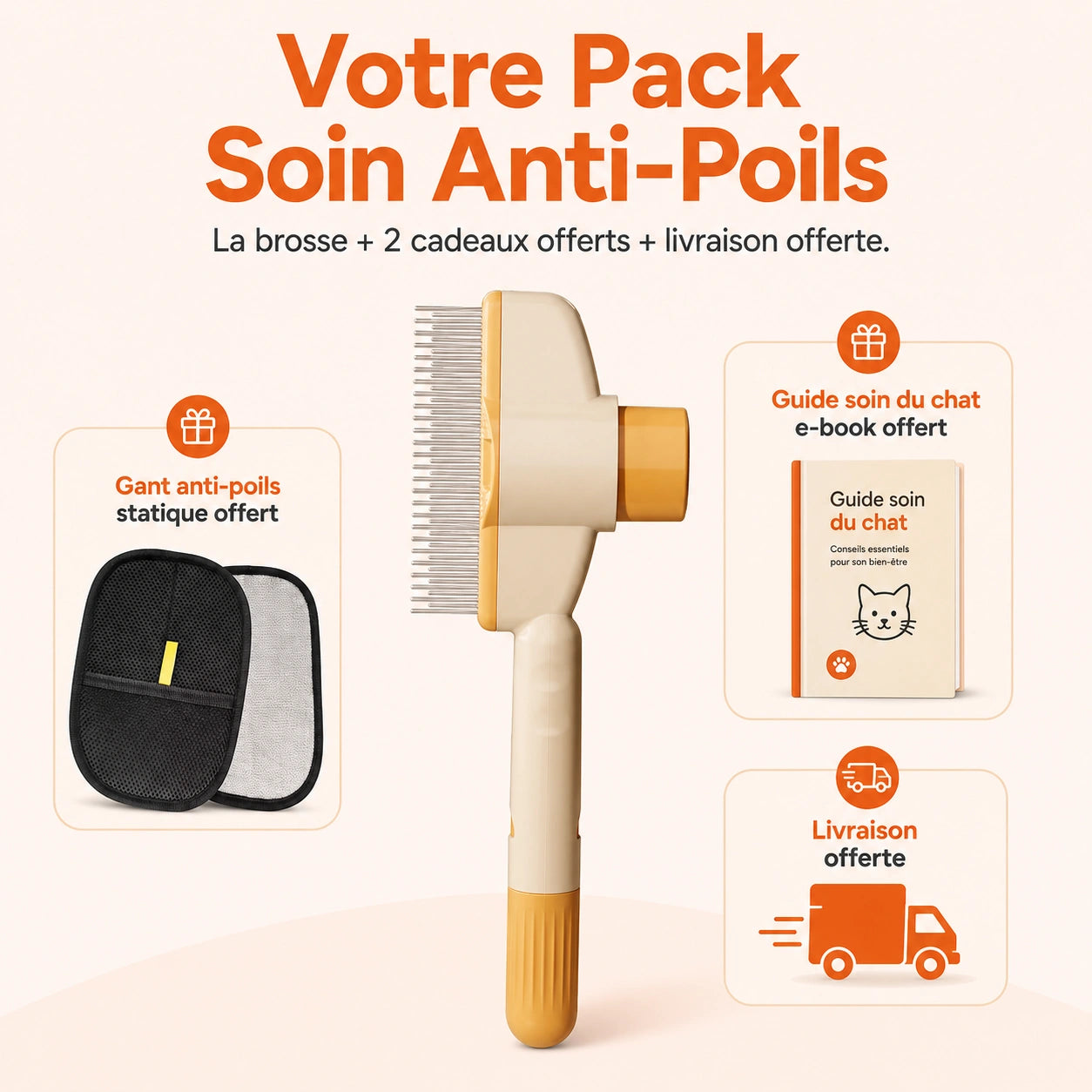 Lura™ Peigne Anti-Poils Massant