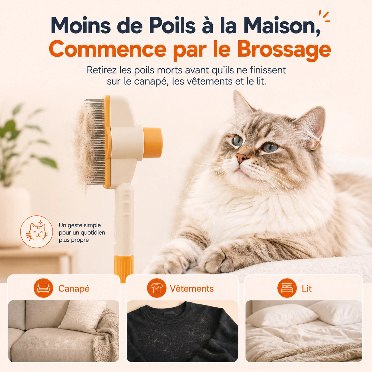 Lura™ Peigne Anti-Poils Massant