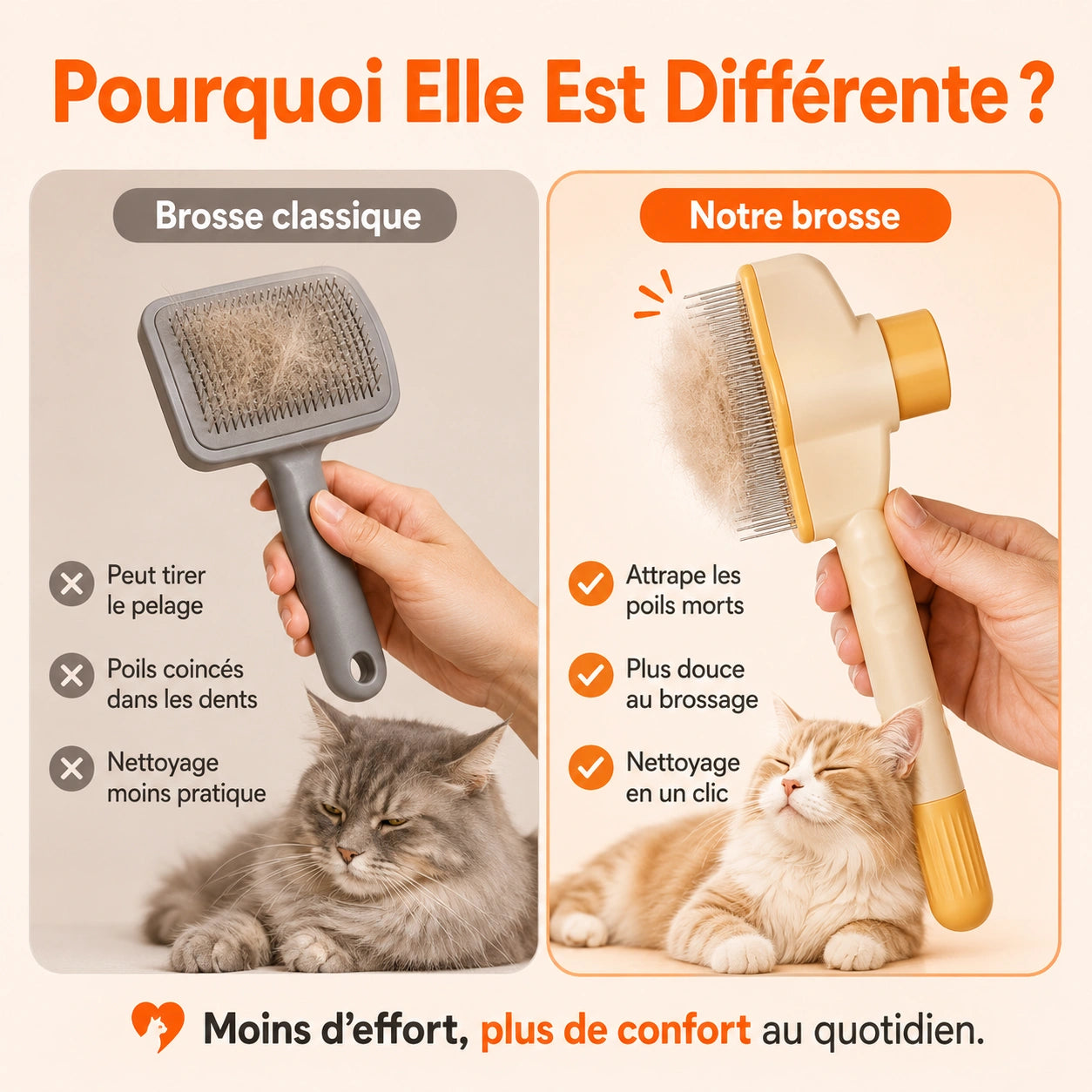 Lura™ Peigne Anti-Poils Massant
